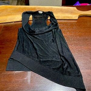 Black rayon and cotton polyester top